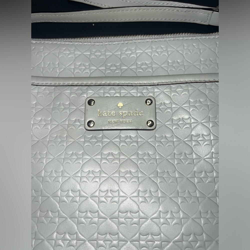 Kate Spade Keisha Penn Place Embossed Leather Crossbody - grey